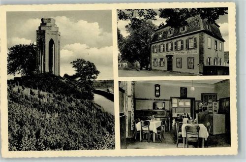 56856 W5583 Zell (Mosel) 1955 - Weinhaus Rupp mit Innenansicht , Denkmal AK