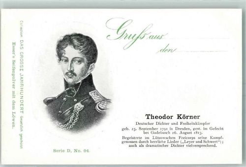 Dresden Das grosse Jahrhunder Werbung Essers Seifenpulver Serie D Nr. 94 Theodor Körner
