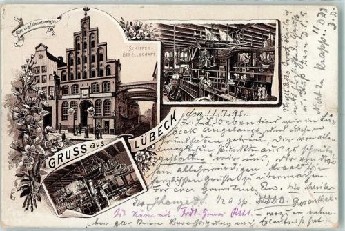 Lübeck 1895 Vorläufer Druck 1890-1895 Schiffer-Gesellschaft