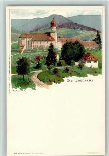 W7816 Münstertal , Schwarzwald Kloster St. Trudpert - Velten Künstlerkarte AK Top Erhaltung Mutter, K. Lithographie