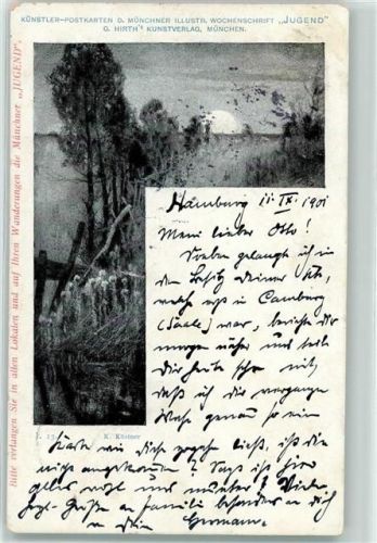 sign. K. Küstner Werbung AK Verlag Jugend 1901 Gebrauchsspuren