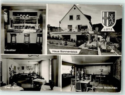 Lütz Hotel-Pension Haus Sonnenblick Gastraum Hausbar Delfter Stübchen Wappen