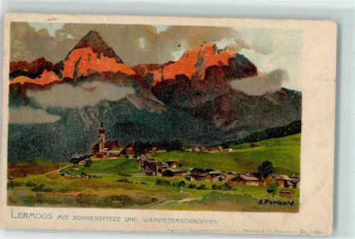 Lermoos mit Sonnenspitze und Wampertschroffen sign. A. Partzold