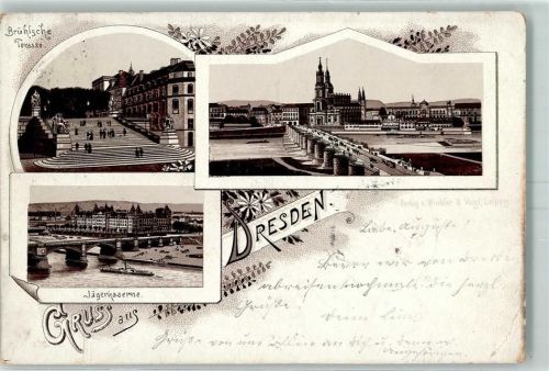 Dresden 1894 Gruss aus Lithographie Jägerkaserne AK
