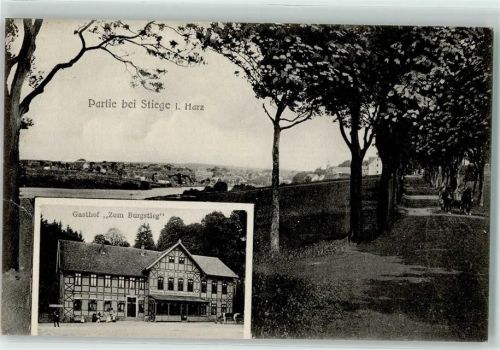 38899 O3721 Stiege 1907 Gebrauchsspuren Gasthaus Zum Burgstieg