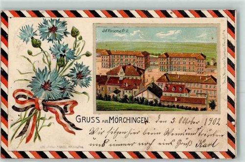 Morhange 1902 Inf. Kaserne Nr. 17 Passepartout Schwarz-Weiß-Rot