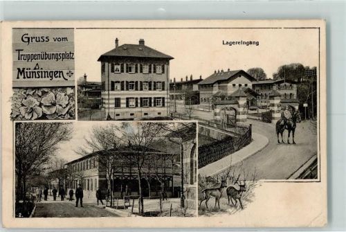 Münsingen 1915 Truppenübungsplatz Lagereingang Reiter Soldaten