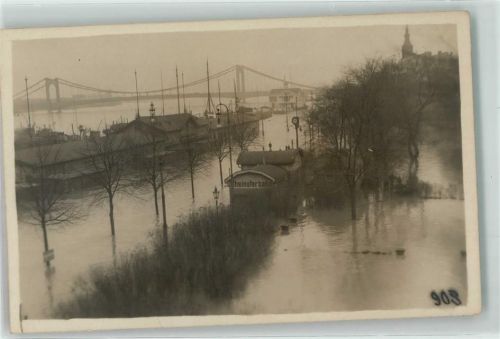 Köln Altstadt-Süd 101 Hochwasser Rheinuferbahn Mülheimer Brücke