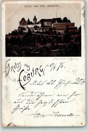 W8630 Coburg Vorläufer Druck 1890-1895 , Lithographie Veste von der Ostseite Vorläufer Gebrauchsspuren