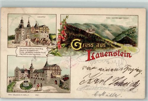 Lauenstein 1898 Schloß Lauenstein Schloßhof Schloßtor sign. G. Perschmann