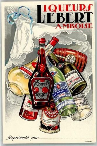 Amboise Liqueurs Lebert Amboise Cherry Regor Bokana La Mascotte Alkoholwerbung Werbe AK