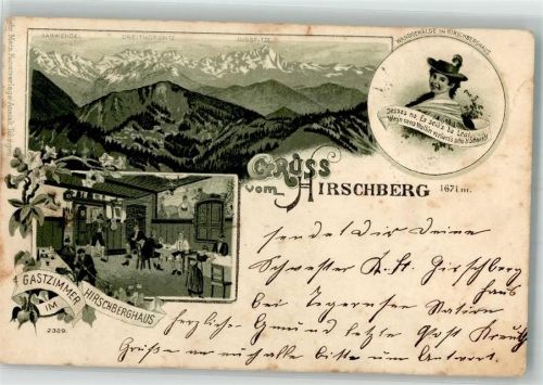 83700 W8185 Kreuth b Tegernsee 1900 Gebrauchsspuren Lithographie Hierschberg Tracht Posthilfstelle Hirschberghütte Taxe Dorf Kreuth