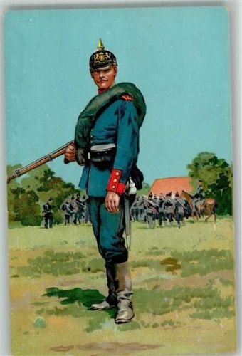Soldat Pickelhaube Kompagnietroddel Gewehr Uniform Dt. Armee Künstlerkarte Verlag Heros Berlin