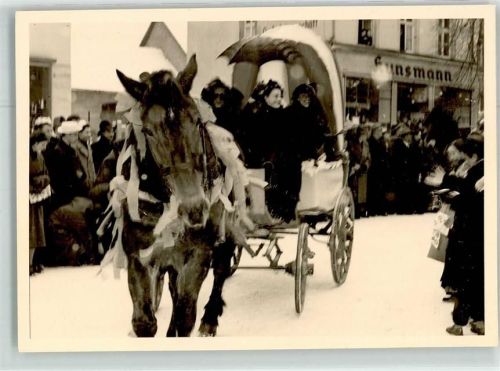 Wittlich Fasching 1955 Festwagen Pferdekutsche Winter Ort handschriftlich