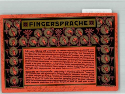 Fingersprache das Alphabet Besondere Karte 1905