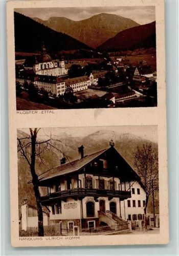 Ettal 1923 Kloster , Warenhandlung Ulrich Komm AK