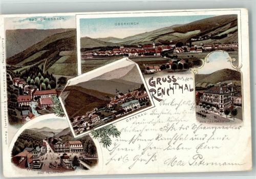 72250 W7605 Bad Peterstal 1897 Lithographie Renchtal Oppenau Bad Griesbach Bad Freyersbach Oberkirch