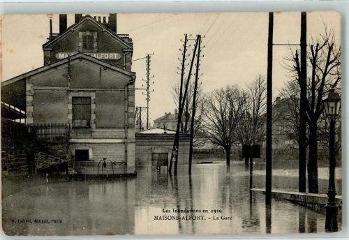 Maisons-Alfort 1910 Les Inondations La Gare Bahnhof