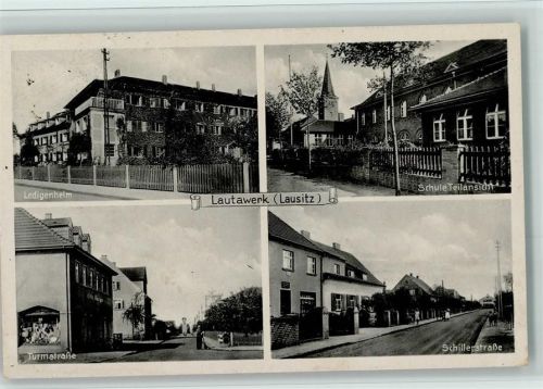 Lauta 1943 Ledigenheim, Schule, Turmstrasse , Schillerstr. AK