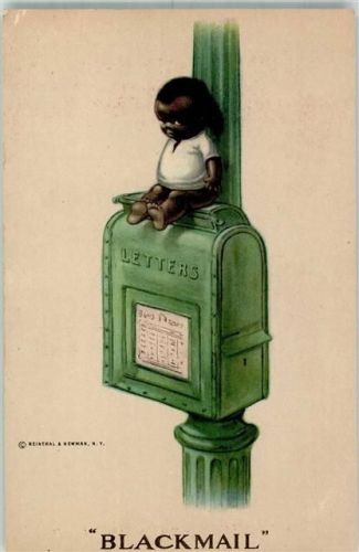 1917 - 1920 Blackmail Satire Kind sitzt auf einem Briefkasten Verlag Reinthal & Newman Series 706