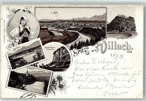 9500 Villach-St. Martin 1897 Gebrauchsspuren Tracht Schrott-Turm St. Martin Landskron Leonhard See