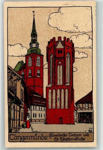 Tangermünde Hünerdorfer Torturm u. St. Stephanskirche