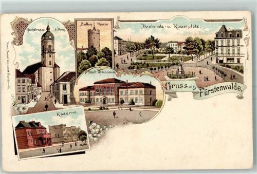 Fürstenwalde Kirchstraße Dom Denkmals- und Kaiserplatz Städt. Gymnasium Kaserne