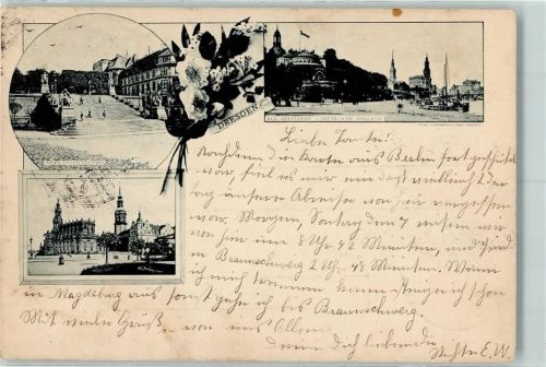 Dresden 1895 Vorläufer Druck 1890-1895 Terrassentreppe Kgl. Belvedere Brühlsche Terrasse