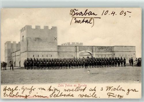 Durban 1905 Zulu police on parade