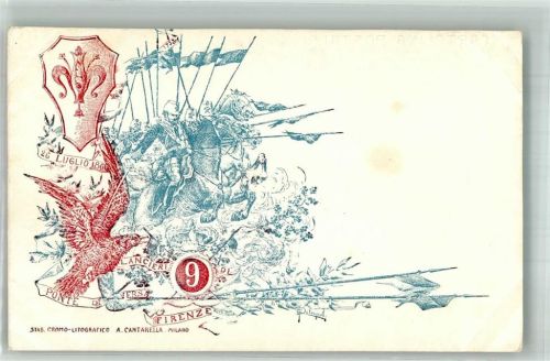 Regiment 9. Lancieri Ponte di Versa Firenze Militär Italien 1900 Lithographie / Künstlerkarte
