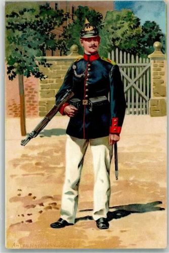 Uniform Verlag Heros Berlin Dt. Amee Künstler Karte Pickelhaube Gewehr Patronengürtel