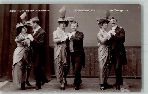 Winterthur Stadt Turn-Verein Fastnach 1914 Tango Tanz Trasvestiten Erotik Karneval 1914 Foto AK