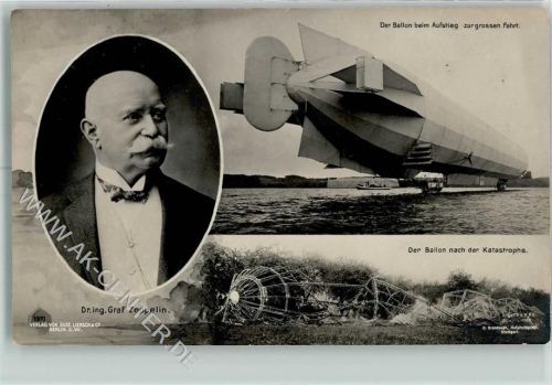 Ballon beim Aufstieg und nach der Katastrophe AK