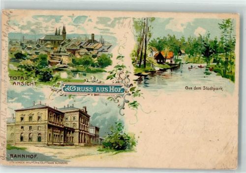 Hof 1899 Stadtpark Bahnhof Bahnpoststempel