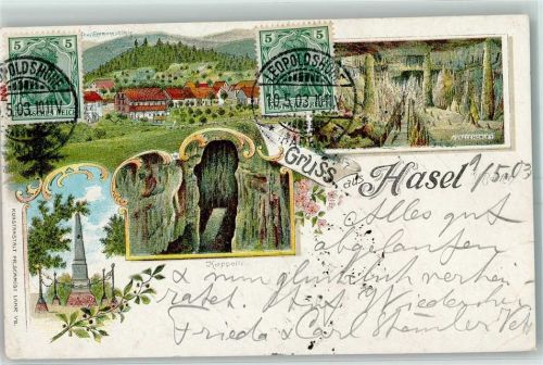 Hasel 1903 Erdmannshöhle Fürstengruft Kappelle Denkmal