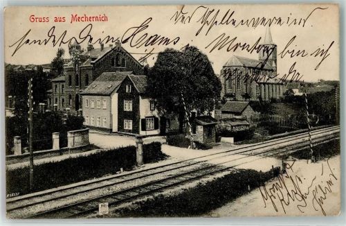 Mechernich Bahnübergang Bahnschranke Kirche