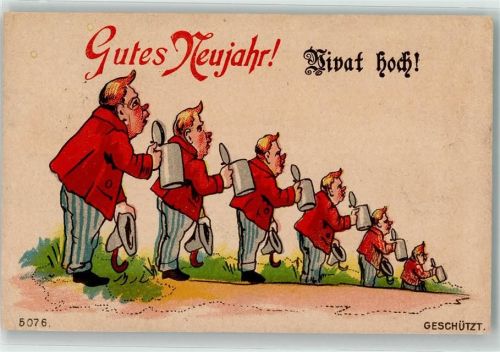 Neujahr Humor AK Bier 1894 Vorläufer