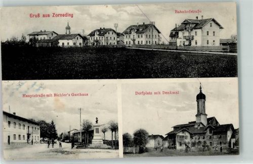 Zorneding Banhofstraße Hauptstraße Gasthaus Bicheler Dorfplatz Denkmal