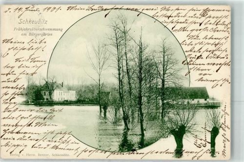 04435 O7144 Schkeuditz 1901 - Überschwemmung am Bürgergarten