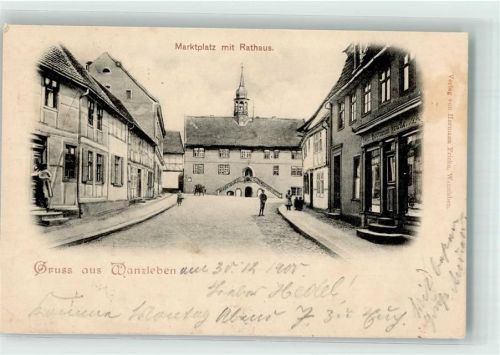 39164 O3120 Wanzleben 1900 Gebrauchsspuren Marktplatz Rathaus