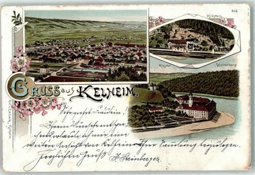 93309 W8420 Kelheim 1897 Lithographie Klösterl Kloster Weltenburg
