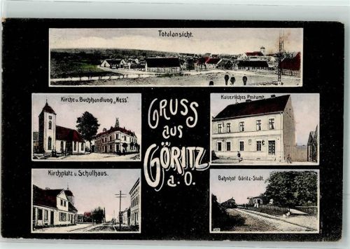 Göritz 1911 Buchhandlung Ness Kaiserl. Postamt Bahnhof