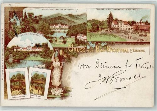 Kronthal 1896 Victoria-Pensionat Füllhaus Direktionsgebäude Schwanenteich Seerose