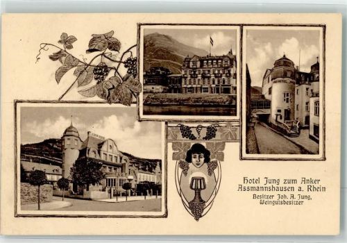 65385 W6220 Assmannshausen - Hotel Jung zum Anker Rhein Weinrömer Weintrauben