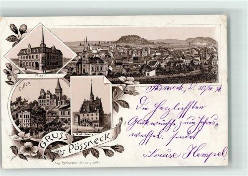 Pößneck 1896 Vorläufer Rathaus Villen Post # beschnitten