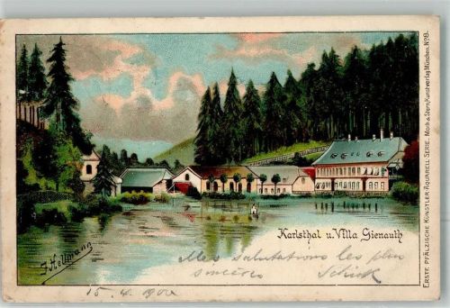 Trippstadt 1900 Künstlerkarte Karlsthal Villa Gienauth sign. Hellmann Künstler Aquarell-Serie