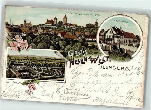 Eilenburg 1903 Gasthaus Neue Welt Schloß Sorbenturm