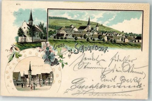 Schwandorf 1898 Kreuzberg Kirche Marktplatz