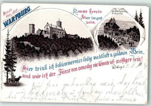 Wartburg 1894 Vorläufer Wartburg Hirsch Hirschkuh Gasthaus Wartburg Zwei-Zeiler