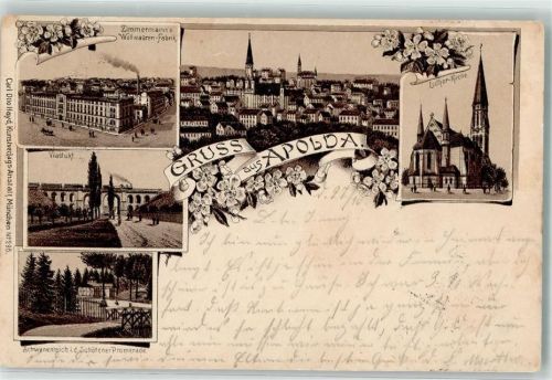 Apolda 1902 Wollwaren-Fabrik Zimmermann Viadukt Lutherkirche Schwanenteich
